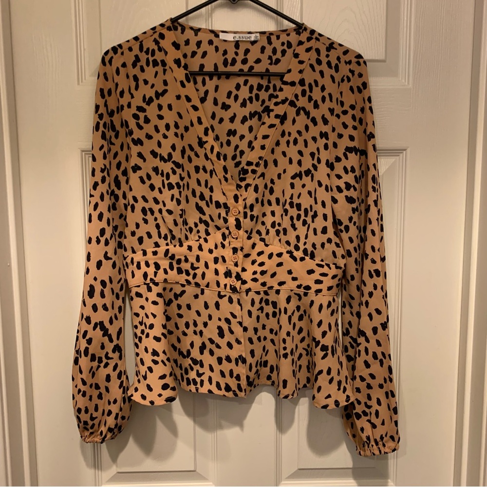 e.ssue Orange and Black Animal Print Blouse